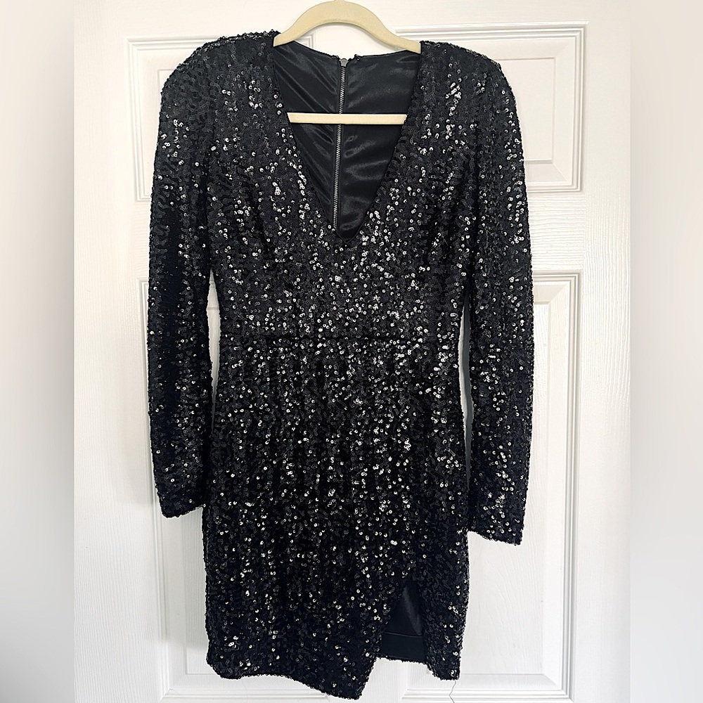 Bebe Black Sequin Mini Dress Size Small